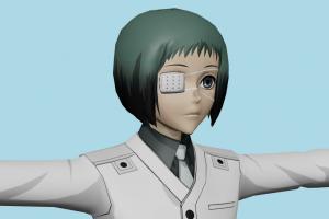Tooru Mutsuki Tokyo-Ghoul, girl, female, woman, people, human, xna, characters, rigged